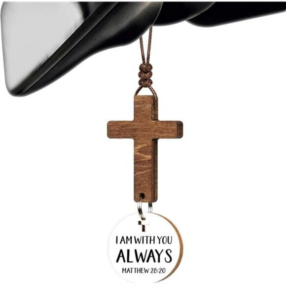 Christian cross car mirror hanging ornament rearview bible verse car accessory - Picture 1 of 7